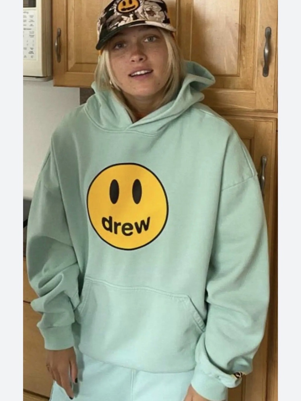 Drew House Mint Green Smiley Logo Hoodie - Unisex Casual Pullover - Rare!